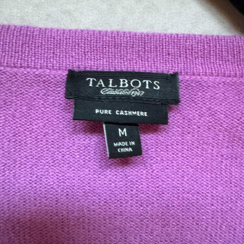 Talbots Pink Button-Front V-Neck Cardigan - Picture 7 of 10